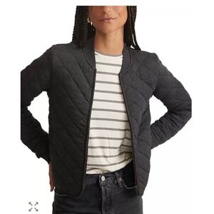 Marine Layer Quilted Bomber Jacket Charcoal Gray Full Zip Women's Small